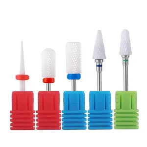 5pcs/set Ceramic Nail Drill Bits, Cross-Cut Nail Art Tools for Manicure & Pedicure, Essential Accessories for Nail Care