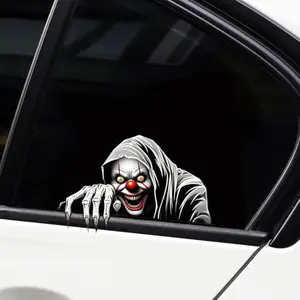 Clown Pattern Decal Sticker for Car Rearview Mirror, Scratch Cover, Triangle Window, Rear Bumper Waterproof Sunproof DIY Decoration Decal for Cars