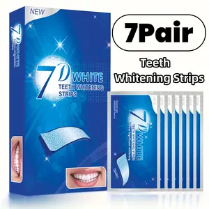7 Pairs 7D Teeth Whitening Strips, Mint Flavor, 8% Pap Teeth Whitening Gel, Fresh Breath, Single Item, Fda Registered, 12 Months Shelf Life