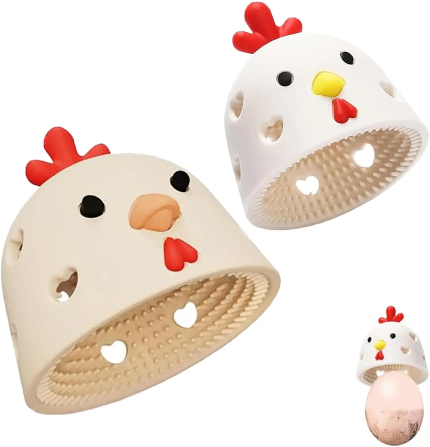 Egg Brush Cleaner, Fresh Egg Cleaner Silicone, Reusable Egg Scrubber Washer for Fresh Eggs, Chicken Egg Cleaner Tools for Fresh Eggs (2PCS Brown&White) Kitchen Utensils