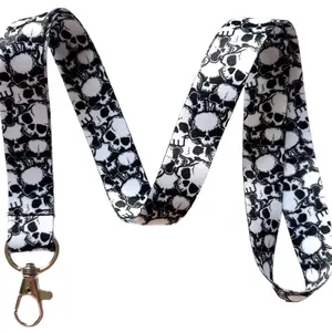 Execucat Lanyard - Skulls (Black and White) - ID Badge Holder & Keychain