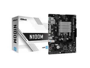 ASRock N100M Micro ATX (280) Motherboards - Intel, 1 DDR4 DIMM, 2 SATA3, 1 M.2 Intel Quad-Core Processor N100 (Up to 3.4 GHz),.1 CH HD Audio