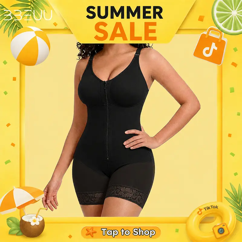 BBEUU NEW Version Fajas Colombianas shapewear Tummy Control Butt Lifter Shaper with Zipper Crotch detachable shoulder strap Womenswear