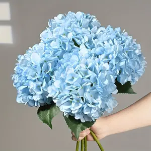 Realistic Artificial Hydrangea Bouquets | Set of 4 Large 18-Inch Silk Flowers | Home Dining Table Wedding Party Centerpiece Decor