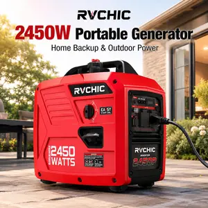 Portable Inverter Generator, Quiet Gas Powered Generator for Home Backup, Camping & RV Use, 1800W Running / 2450W Peak, Easy Start Fuel Efficient Outdoor Emergency Power