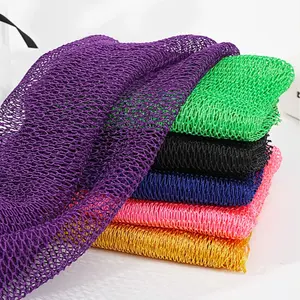 Elastic Exfoliating Bath Sponge with Knots, African Net Sauna Scrubber, Foam Back Straps, Elastic Shower Brush, Body Cleaning Tool, Exfoliating Net Sponges