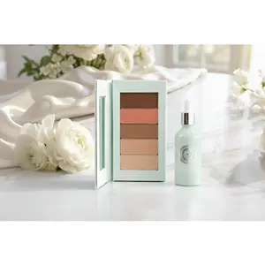 PiperBlue Organic Makeup Classic Simple Bundle Set - Cosmetic Palette with Blush, Foundation, Contour, Nourishing Flawless Serum for Daily Adult Use, Buildable Coverage, Adults