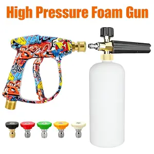 1L Graffiti Foam Cannon Kit - High Pressure Snow Foam Sprayer for Car Wash, 1/4′′Quick Connect Nozzle, Fits 22mm Internal Thread & 14mm Plug Core - Car Wash Cleaning Tool, Snow Foam Lance