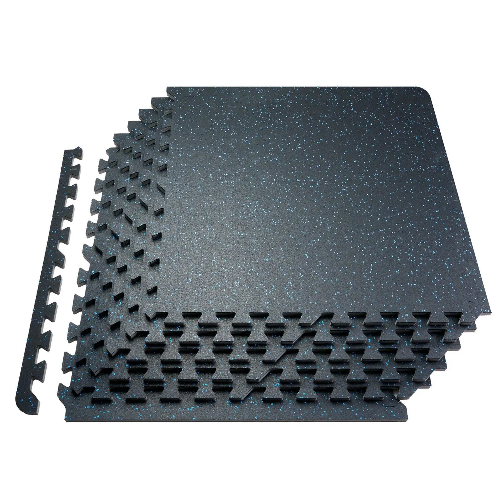 【SummerFinds】VEVOR 12 PCS 0.56" Thick Gym Floor Mats,  , 24" x 24" EVA Foam & Rubber Top Interlocking Workout Floor Mats with 48 sq.ft Coverage, Waterproof Exercise Puzzle Flooring for Gym, Home, Garage, Basement, Black & Blue