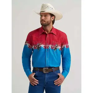 WRANGLER CHECOTAH MENS SHIRT RED/BLUE CLASSIC FIT - 112379226