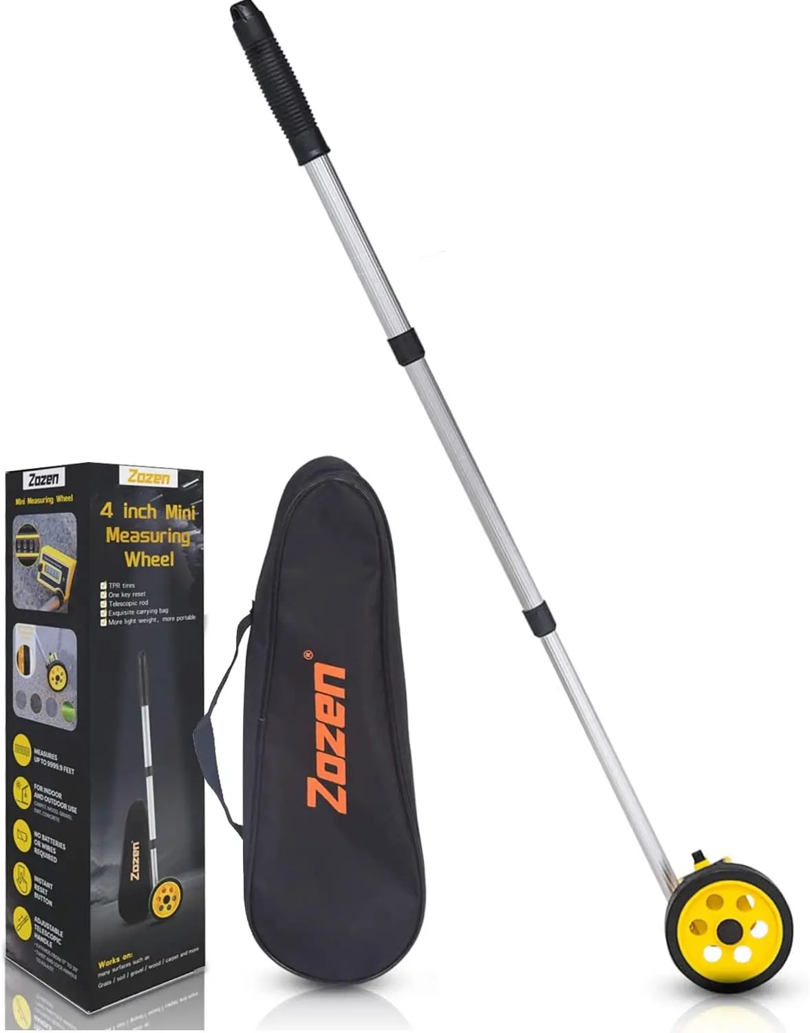 ozen Measuring Wheel in Feet and Inches, Scalable Length 40in, 4inch Measure Wheel, Walking Measurement Up To 10,000Ft / Mechanical/One Key to Reset, Include Carrying Bag.