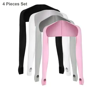 4 Pieces Outdoor Essentials Cooling Arm Sleeves for Women Golf UV Shawl Sleeves with Finger Hole Breathable Workout Shrug Bolero Arm Tights for Sun Protection
