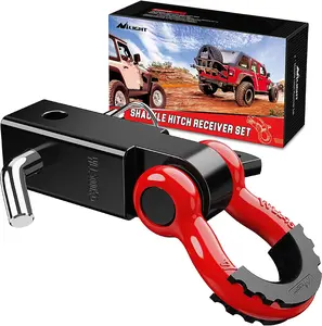 Nilight 2-Inch Shackle Hitch Receiver Kit, 45000 LBs Breaking Strength, 3/4-Inch D-Ring Shackle with Trailer Hitch Pin, Heavy-Duty Solid Recovery Towing Anchor Point for Pickup Trucks, Jeeps, Off-Road Compatible