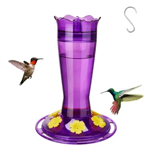 Kingsyard Hummingbird Season 2026 14 Oz Glass Feeder for Outdoors Hanging 6 Bee Guard Ports & Ant Moat Wild Bird Feeder for Garden Yard Patio Leak-Proof Design