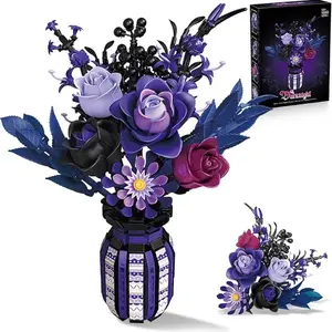 Flower Language Bouquet Building Blocks, Vase Model Assembly Toys, Creative Building Blocks Decoration, Festival Gifts, Building Block Sets, Flower Bricks