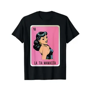 Mexican Slang La Tia Mamacita Chicano Bingo Card T Shirt Fun Diy Pure Cotton