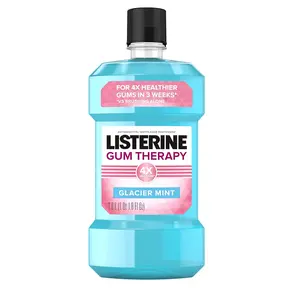Listerine Gum Therapy Antiplaque & Anti-Gingivitis Mouthwash, Oral Rinse to Help Reverse Signs of Early Gingivitis Like Bleeding Gums, ADA Accepted, Glacier Mint - 1 L