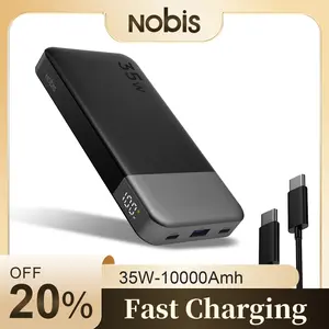 Nobis Powerbank 35W 10000mAh Charging Portable Battery For iPhone MacBook, NOVA 7,Galaxy, iPad,Black, Accessories mobile Smartphone Chargeable