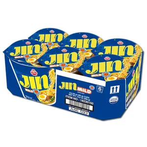 OTOKI Jin Ramen Mild Cup Noodles - Authentic Korean Instant Food, 13-Hour Simmered Beef Bone Broth, Chewy Noodles, Savory Smooth Flavor, Ready in 4 Minutes, 2.29 oz (Pack of 6)