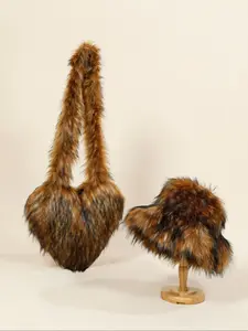 Women's Solid Color Plush Heart Shaped Crossbody Bag & Hat Set, Fashionable Bag & Hat Set for Daily Used, Casual Trendy Versatile High-quality Daily Commuting Bag Set, Casual Shoulder Bag