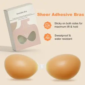 Ultra-Thin Adhesive Nipple Covers Adhesive Bra Strapless Sticky Invisible Push up Silicone Bra for Backless Dress with Nipple Covers Womenswear Bra