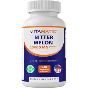Vitamatic Bitter Melon 25:1 Extract Dietary Supplement (US) - 25000mg Equivalent, 240 Vegetarian Capsules, 25X Potency, Gluten-Free, All-Natural, Non-GMO, Metabolism Support, Immune Health, Herbal Digestive Multi-Ingredient Capsules Vitamins Supplements