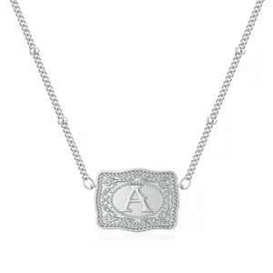 Initial Necklace Embossed Belt Buckle Necklace Fashionable Versatile Everyday Necklace jew lery