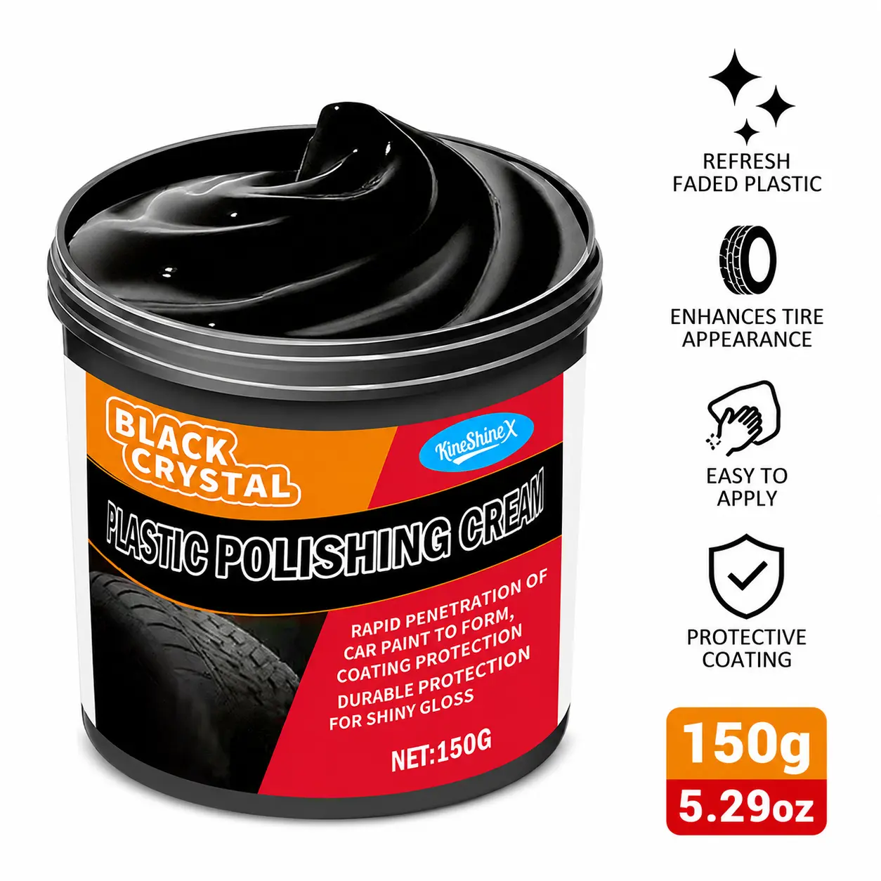 Car Plastic & Tire Restorer Cream – Restore Faded Trim, Shine Tires & Protect Exterior Surfaces, Automotive Tire Gloss Maintenance, Anti-aging And Fading, Repair Scratches,Plastic Restorer