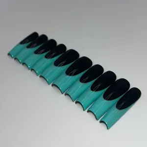 Black and Teal French Tip press on nails