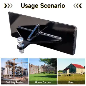 Receiver hitch mounting plate designed for mini skid steer loader attachments; quick-mount attachment plate with bolts; compatible with most mini skid steer loaders; ideal for transportation, farming, and construction