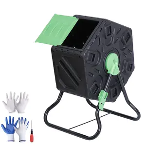 ZENY 18.5Gal Outdoor Tumbling Composter Compact Compost Bin BPA-Free Material Black