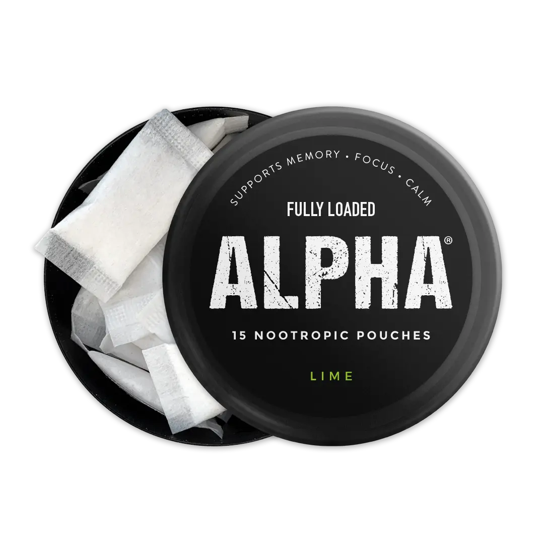 ALPHA Lime Nootropic Pouches by Fully Loaded - Calm, Focus, Memory - Sugar Free Flavor Powder Sweet