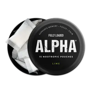 ALPHA Lime Nootropic Pouches by Fully Loaded - Calm, Focus, Memory - Sugar Free Flavor Powder Sweet