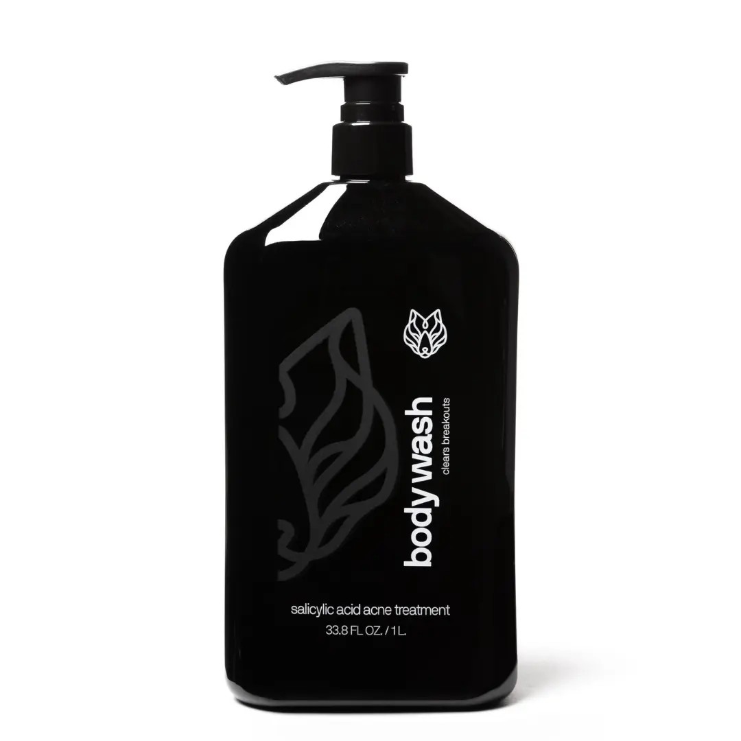 Black Wolf Charcoal Body Wash Liter - Skin Cleanser with Salicylic Acid, Body Care, body acne,