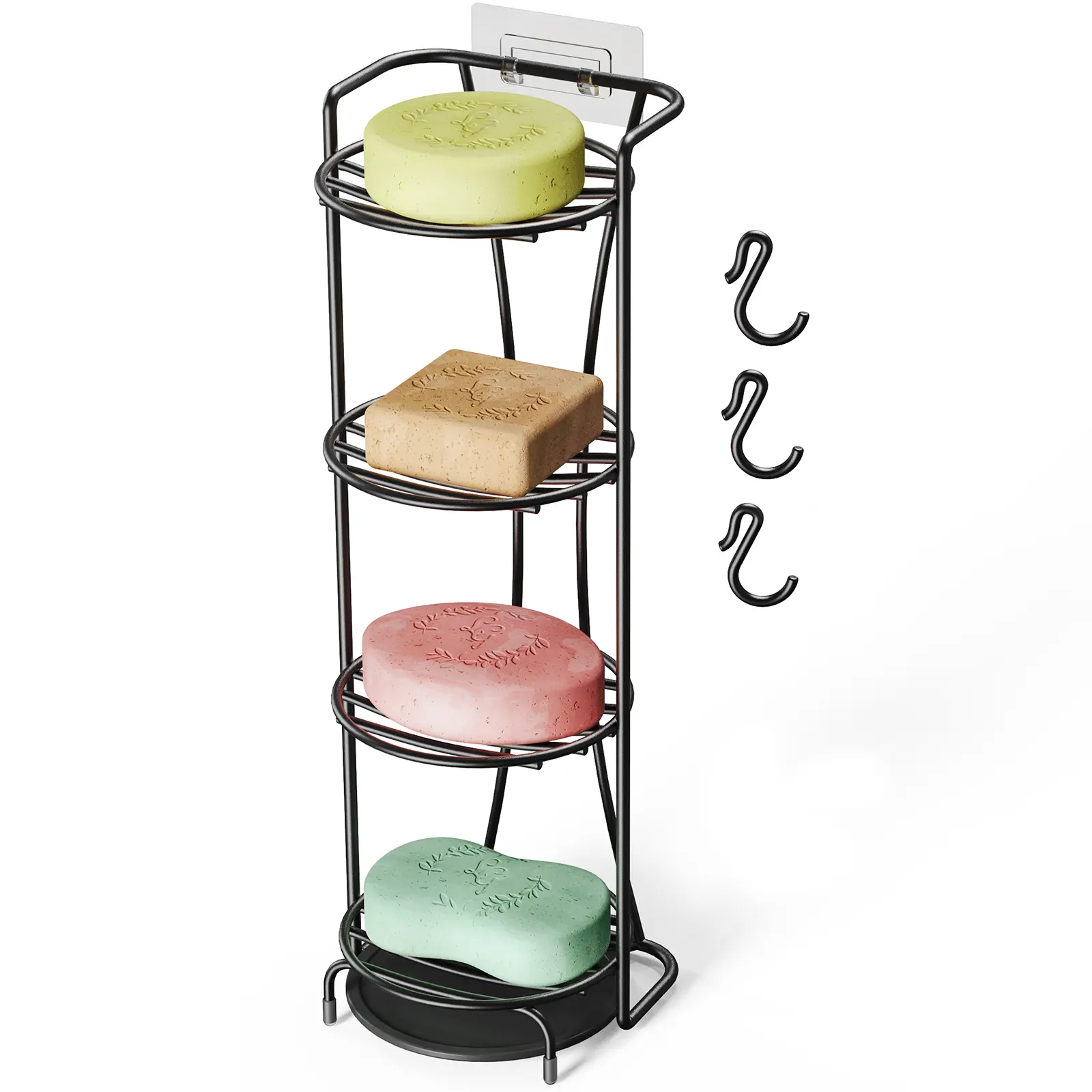 NiHome 4-Tier Soap Holder with Efficient Drainage, Bar Soap Holder for Shower, Shampoo Bar Holder, Shower Soap Holder with Durable Rust-Free Finish