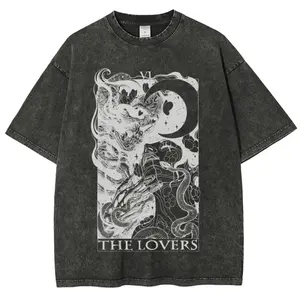 A7 black Tarot Shirt 'The Devil' Cards Washed Tee Tarot lover for Women's Vintage Tshirt SpringStatements