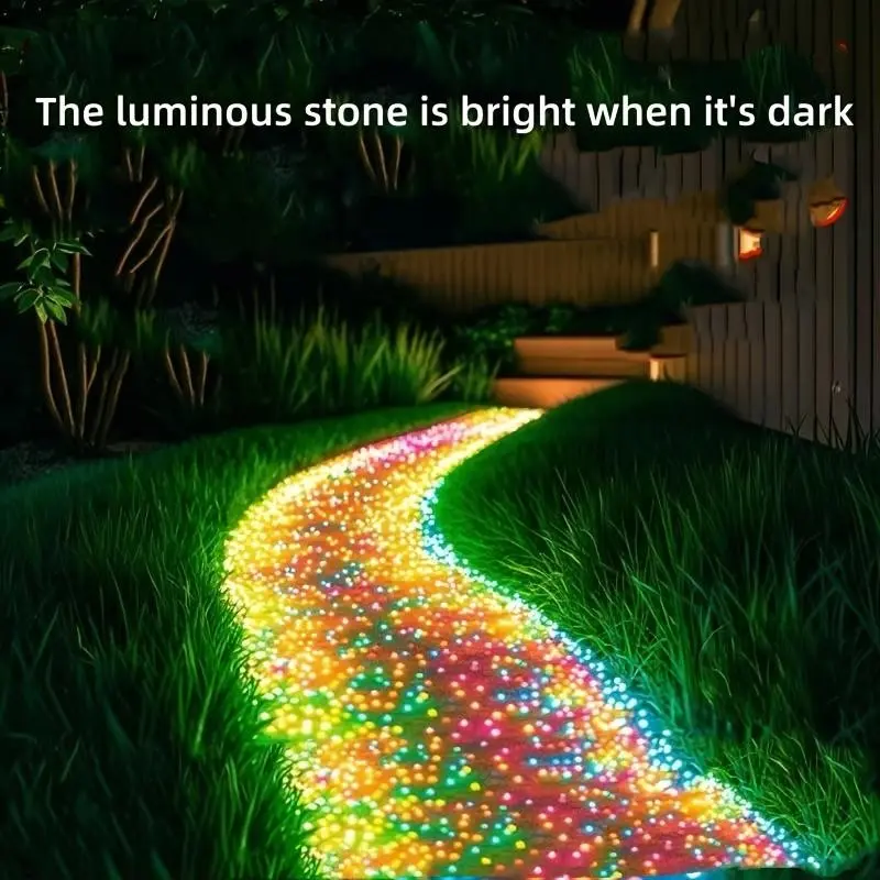 A bag of 500 fluorescent stones, luminous pebbles and luminous stones, Decorative Stones is suitable for outdoor decoration, party and holiday decoration of aquariums, courtyards, potted plants, paths, fish tanks and flowerpots Lighting Garden Accessories