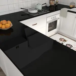 Glossy Black Wallpaper Self Adhesive Waterproof Peel and Stick Contact Paper for Cabinet Bathroom Refrigerator Home Decor Kitchen