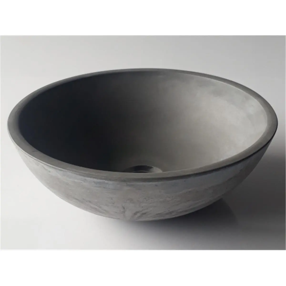 Eden Bath EB-N003DG 14 in. Durable Small Industrial Concrete Sloped Round Vessel Sink - Dark Gray, 5.1 in. Height, Charcoal-Cream Natural Pattern Variations, 13 lbs, Waterproof, for Bathrooms