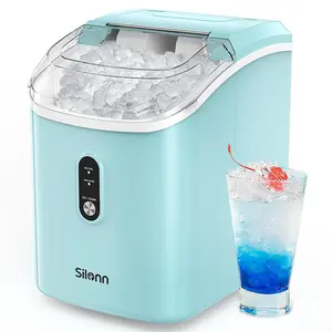 Silonn Nugget Ice Maker Countertop, Silonn Chewable Pellet Ice Machine with Self-Cleanin Function, 33lbs/24H Portable Ice Makers for Home Kitchen Officce, Black