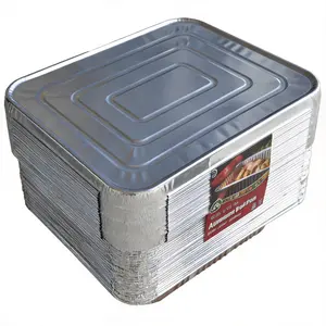 Upgraded 9*13 Aluminum Foil Pans with Lids (Pack of 30) — Heavy-duty disposable aluminum foil food containers; suitable for baking, cooking, reheating, freezing, and storing food for holiday parties