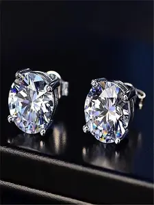 Men's Elegant Round Shaped Stud Earrings (1 Pair), Exquisite Trendy Minimalist Stud Earrings, Fashionable Jewelry for Daily & Party Decoration, Studs Earrings, Casual Trendy Jewelry, Men Accessories