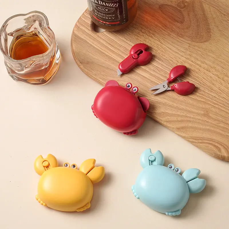 Magnetic Crab 3-in-1 Kitchen Utensil, Compact Portable All-purpose Tool for Opening Cans & Bags with Mini Scissors, Household Practical Accessory-MM1, Utensils, Soda Can Opener