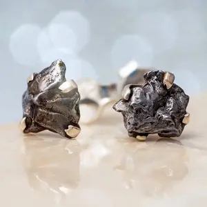 Authentic Meteorite Nugget Stud Earrings