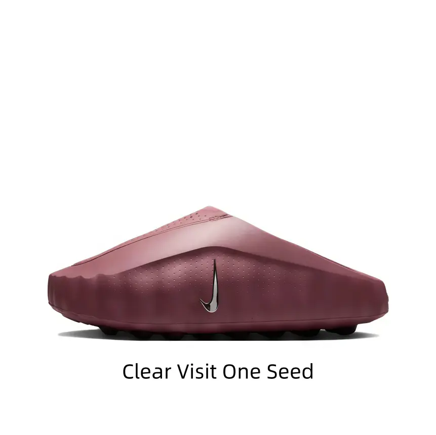 Fashion burgundy slide clogs with full perforated upper. Streamlined shape prevents slipping, easy to wear for outdoor trips and home leisure time.