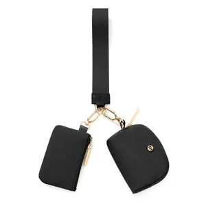 Shopxtoc Dual Pouch Wristlet Wallets for Women, Mini Zip Around Wristlet Wallet, Double Pocket Wrist Wallet Portable