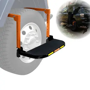 Sekam Foldable Heavy-Duty Orange Tire Step 350 lbs Capacity Adjustable Width Steel Surface Truck SUV RV Access Tool