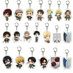 Anime Attack on Titan Keychain For Women Men Cartoon Figure Key Chain Ring Jewelry Student School Bag Pendant  Key Chain Gift