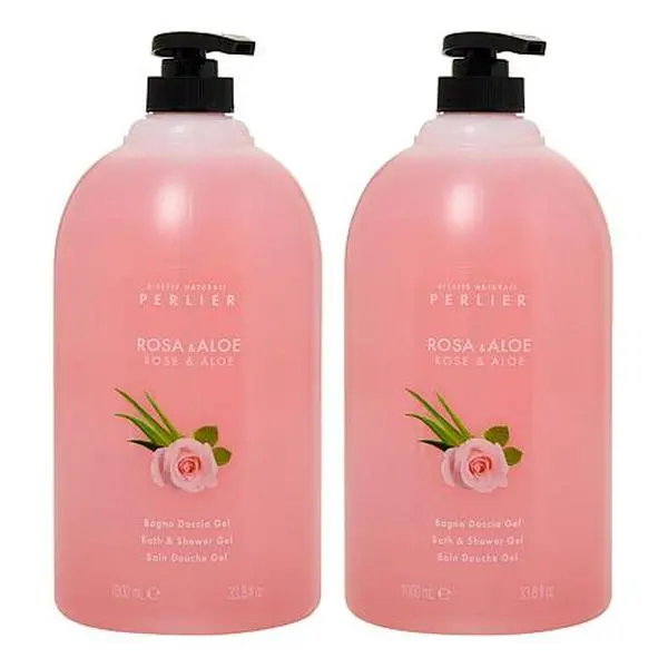 Perlier Rose and Aloe 1L Bath and Shower Gel 2-pack