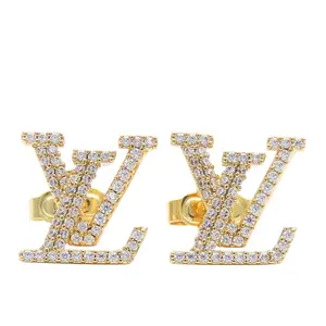 Pre-owned Louis Vuitton Gold-plated Small Leather Goods LV Iconic Strass Earrings